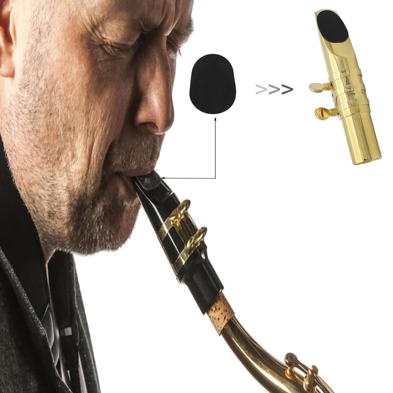 16 Stück Mundstückkissen, Bissgummi Klarinette, 0.5mm&0.8mm Alt-Tenor-Saxophon-Klarinette-Mundstück-Kissen, für Anfänger, Saxophone und Klarinetten (Schwarz)