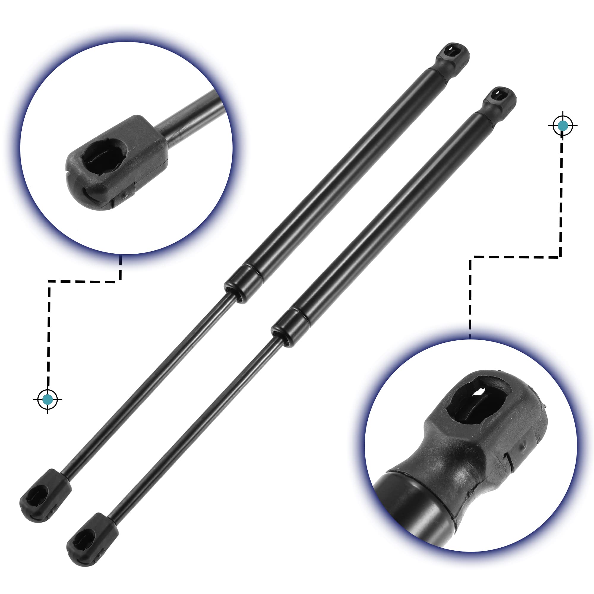X AUTOHAUX Lot De 2 Vérin De Coffre Gaz Support Pour Duster 2010-2022 | 904520004R, Métal, Noir, Coffre Arrière, Longueur Étendue 39Cm, Diamètre Boîtier 18Mm, Diamètre Tige 8Mm