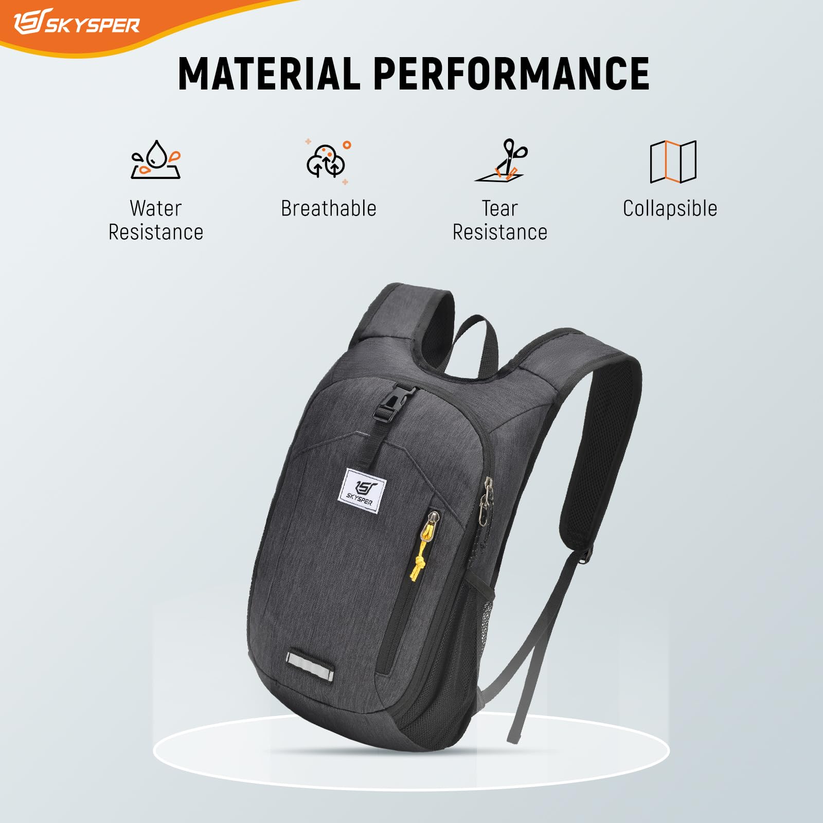 Mochila de senderismo pequeña de 10 L, plegable, ligera, para senderismo, viaje, para mujeres y hombres, Negro -, Pequeño, Moderno 5
