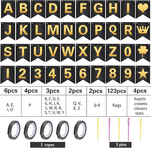 Miniatura 2 de TaoBary Kit de letras personalizadas de 135 piezas para hacer tu propia pancarta para decoración de fiesta de cumpleaños, graduación, incluye 107