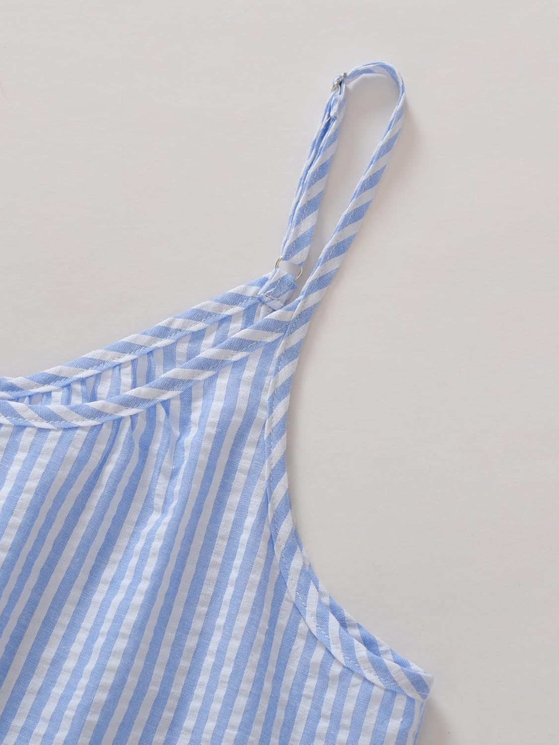 Latuza Women's Seersucker Pajamas Set Cotton Cami Top Shorts Pj Lounge Set - Image 5