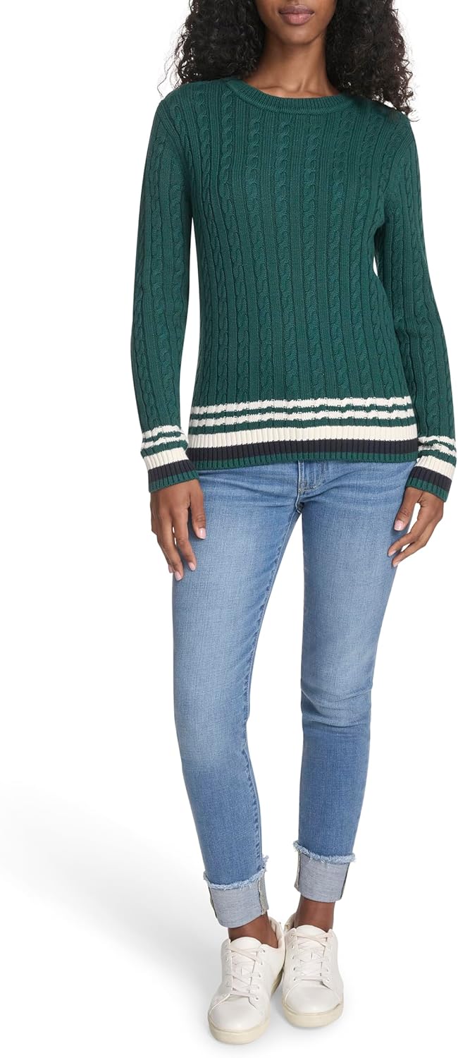 Tommy Hilfiger Womens Cotton Crewneck Cable Sweater - Image 2