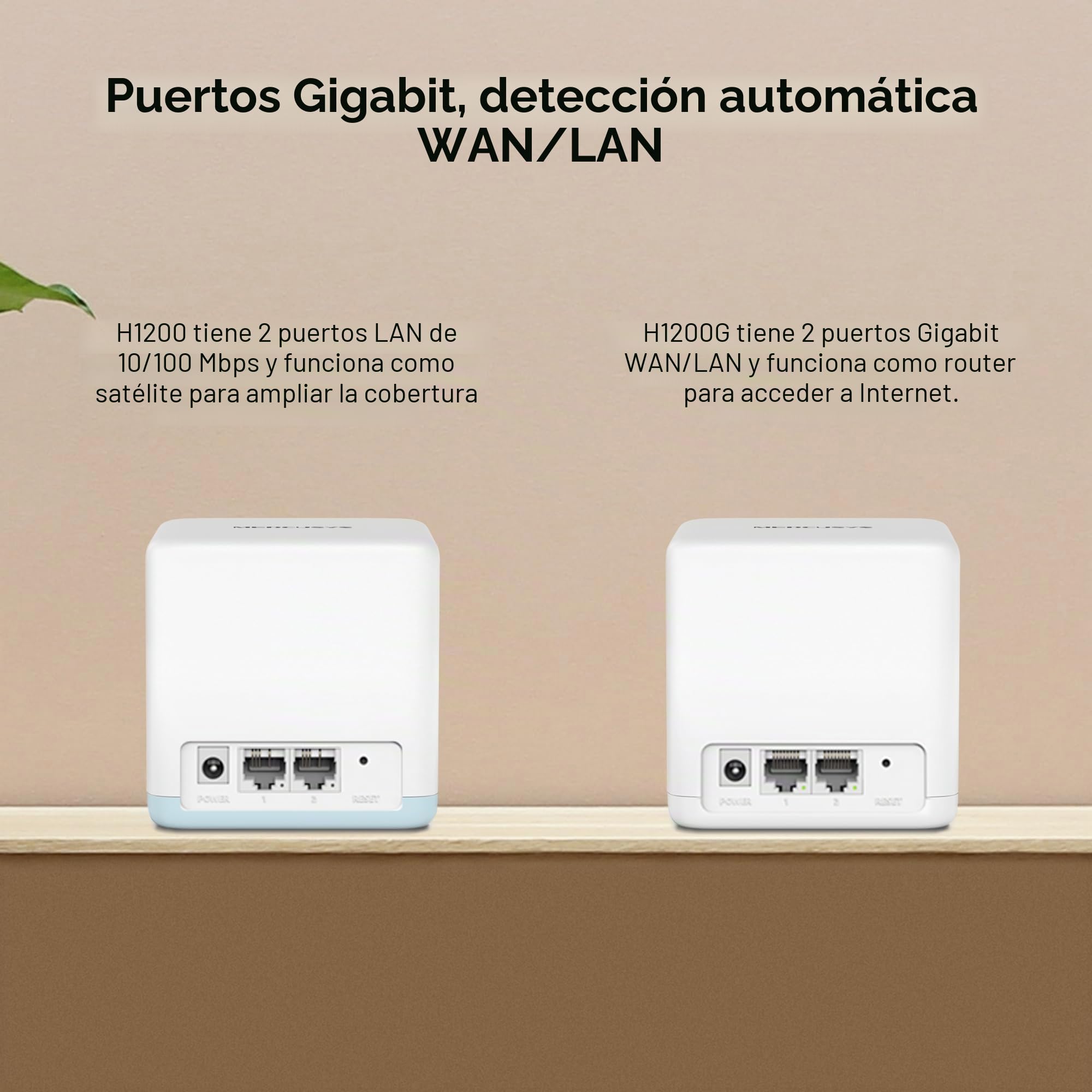 MERCUSYS Halo H1200G (3‑Pack) - WiFi Mesh AC1200 Gigabit Dual Band, Cobertura hasta 320 m², Roaming Inteligente, 1.2 Gbps, 6 Puertos Gigabit, Control por App
