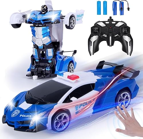 Autos de control remoto para niños, autos de juguete para niños de 6 a 14 años, 2.4G Transforman RC Car Robot Toys, juguetes transformadores de