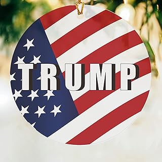 Christmas Trump Acrylic Ornaments 2024,Xmas Hanging Tree Decorations,You Missed Keepsake Gifts for Men, Women, Parents, Friends, Supporter(Flag)