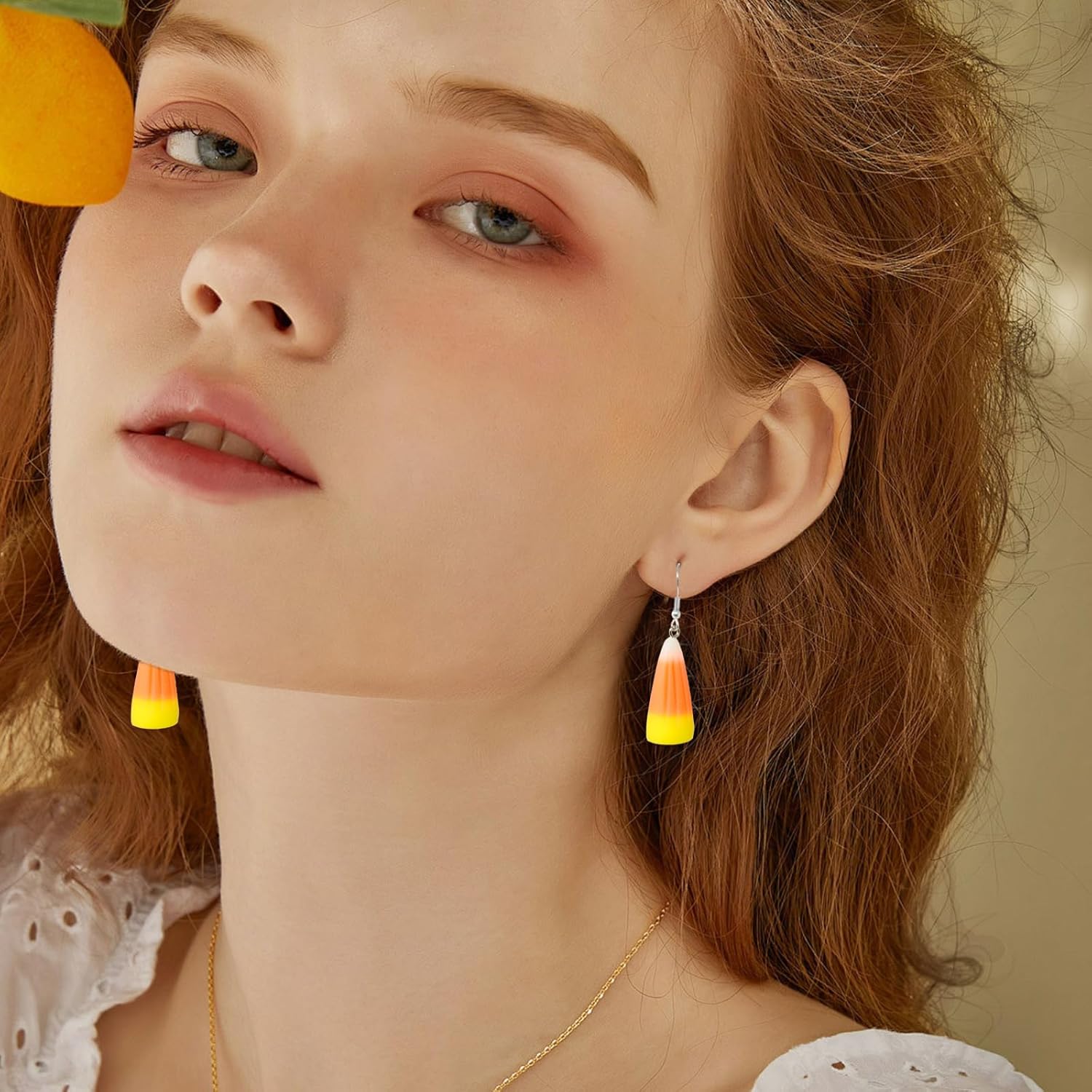 Honbay 2 Pairs of Acrylic Candy Corn Dangle Drop Earrings Fall Candy Corn Charms Pendant Earrings Costume Party Accessories - Image 8