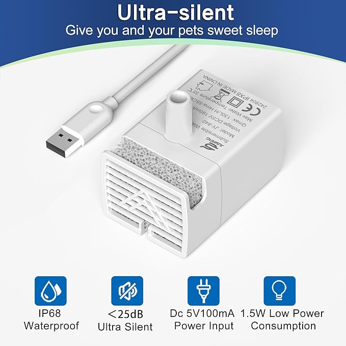 Bomba para Fuente de Agua para Gatos OYES JY-840, 3.2L, Acero Inoxidable miniatura 4