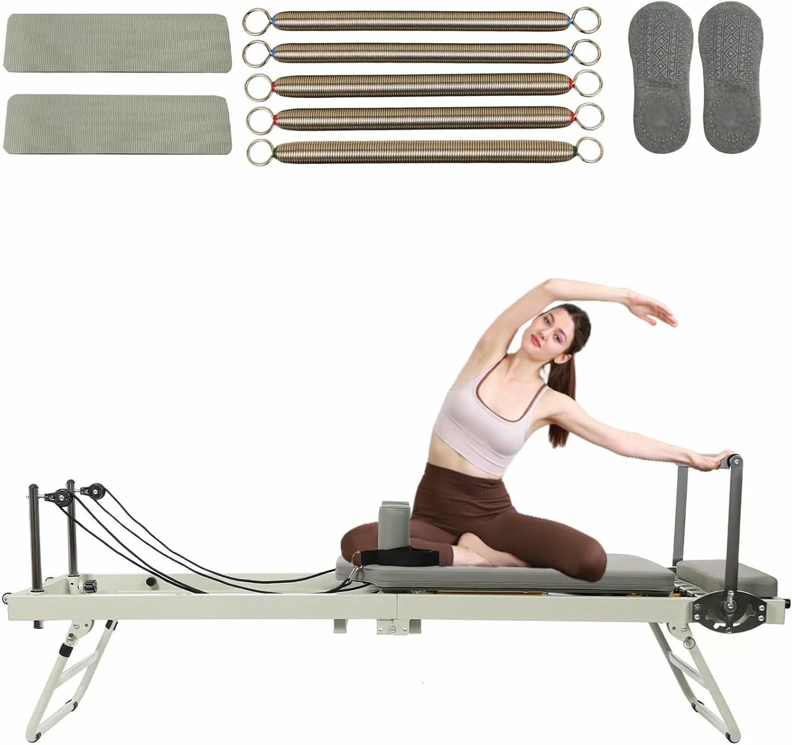 Reformer Pieghevole per Pilates, Macchina per Pilates Multiuso, per Attrezzature per Allenamento A Casa Progettate Ergonomicamente