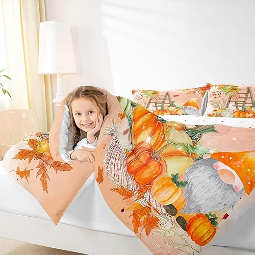 Miniatura 6 de Erosebridal Juego de ropa de cama de gnomos de Acción de Gracias, calabaza, decoración de habitación del hogar, edredón de temporada de cosecha