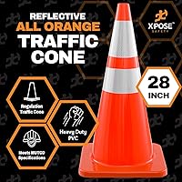 Vista 5 de Xpose Safety Conos de tráfico naranjas de 28 pulgadas con collares de 6 y 4 pulgadas, 1 paquete – Cono de seguridad de plástico PVC multiusos