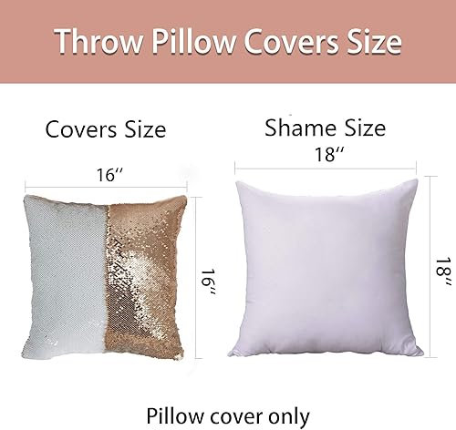Miniatura 7 de JYFLZQ Fundas de Almohada de Lentejuelas para Sublimación en Blanco 16''x16'' - Juego de 2 Fundas de Cojín de Lentejuelas Reversibles con Efecto