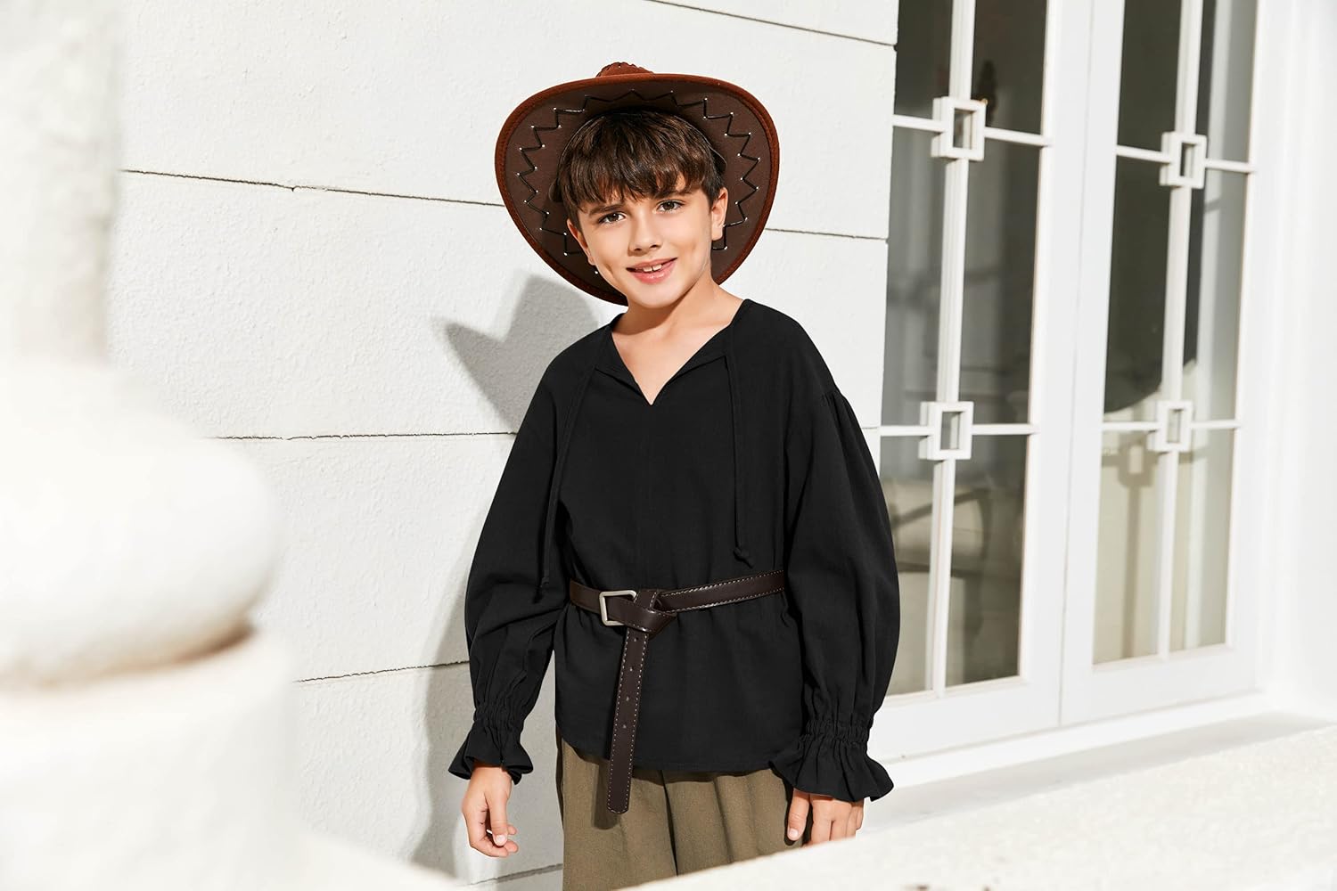 Bbalizko Boys Medieval Pirate Costume Shirt Kids Medieval Renaissance Ruffled Long Sleeve Halloween Scottish Jacobite Tops - Image 5