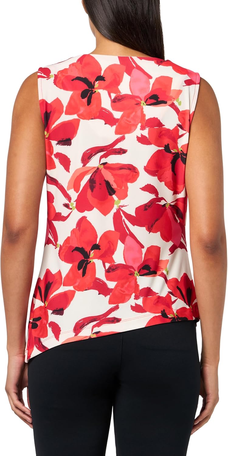 Halston Women's Sleeveless Cowl Neck Printed Jersey Top