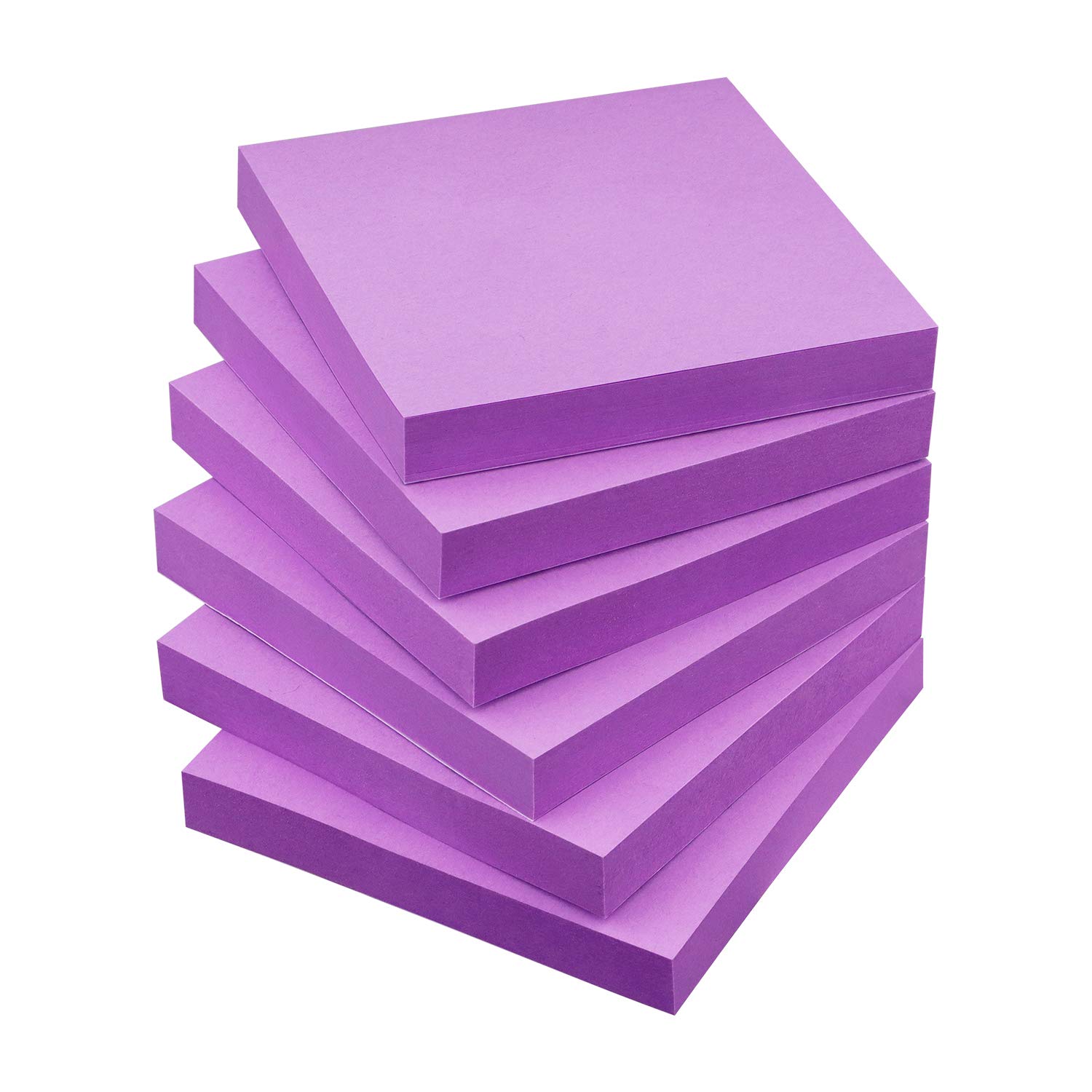 Sticky Notes 3x3 Self-Stick Notes Pads with 6 Bright Colors, Easy to Post for Office, Shool, Home, 6 Pads/Pack, 100 Sheets/Pad (Purple)