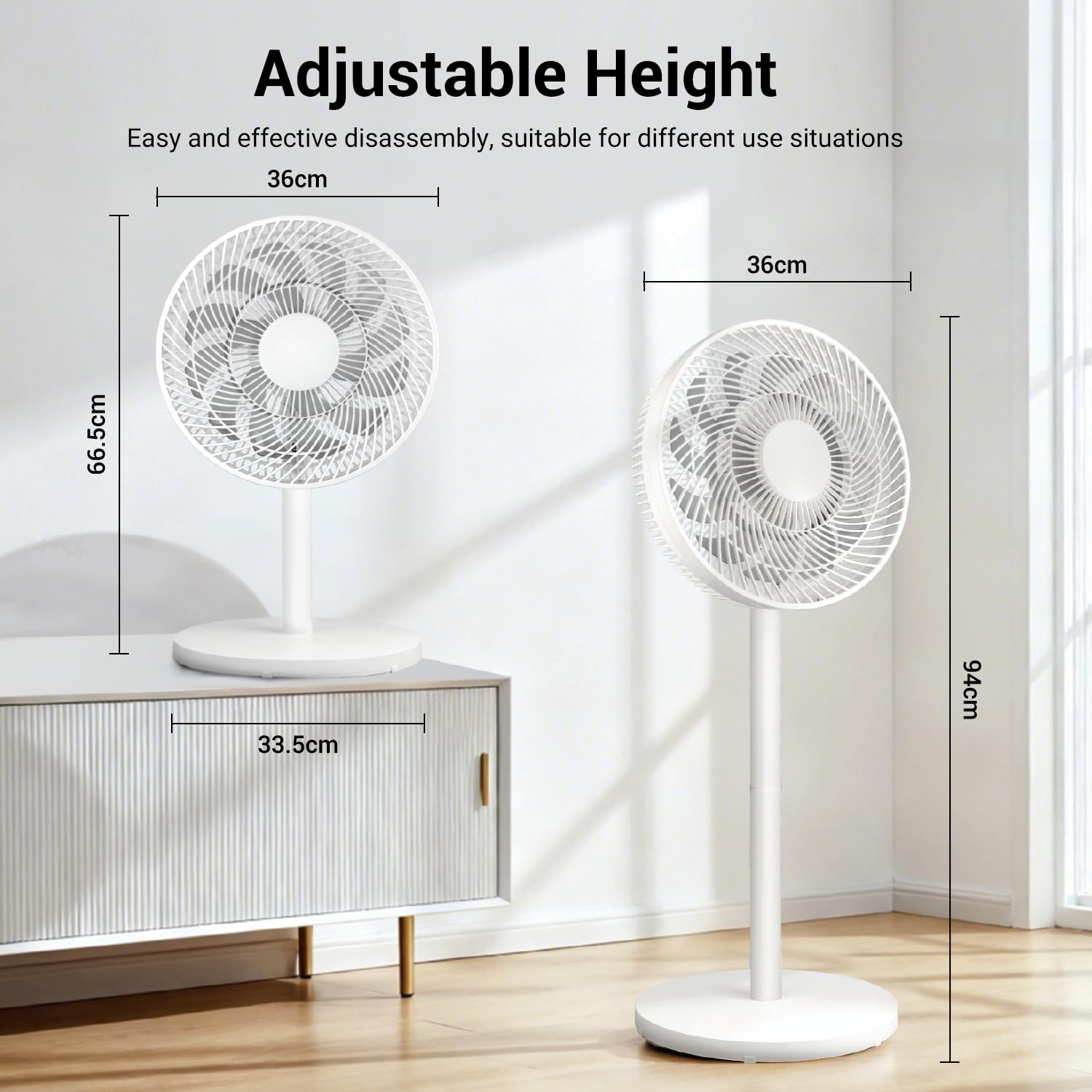 EXTRASTAR NYT1401 Ventilatore 50W Silenzioso 14", 2 in 1 Ventilatore a Piantana & Tavolo, Oscillante 90°, 3 Velocità