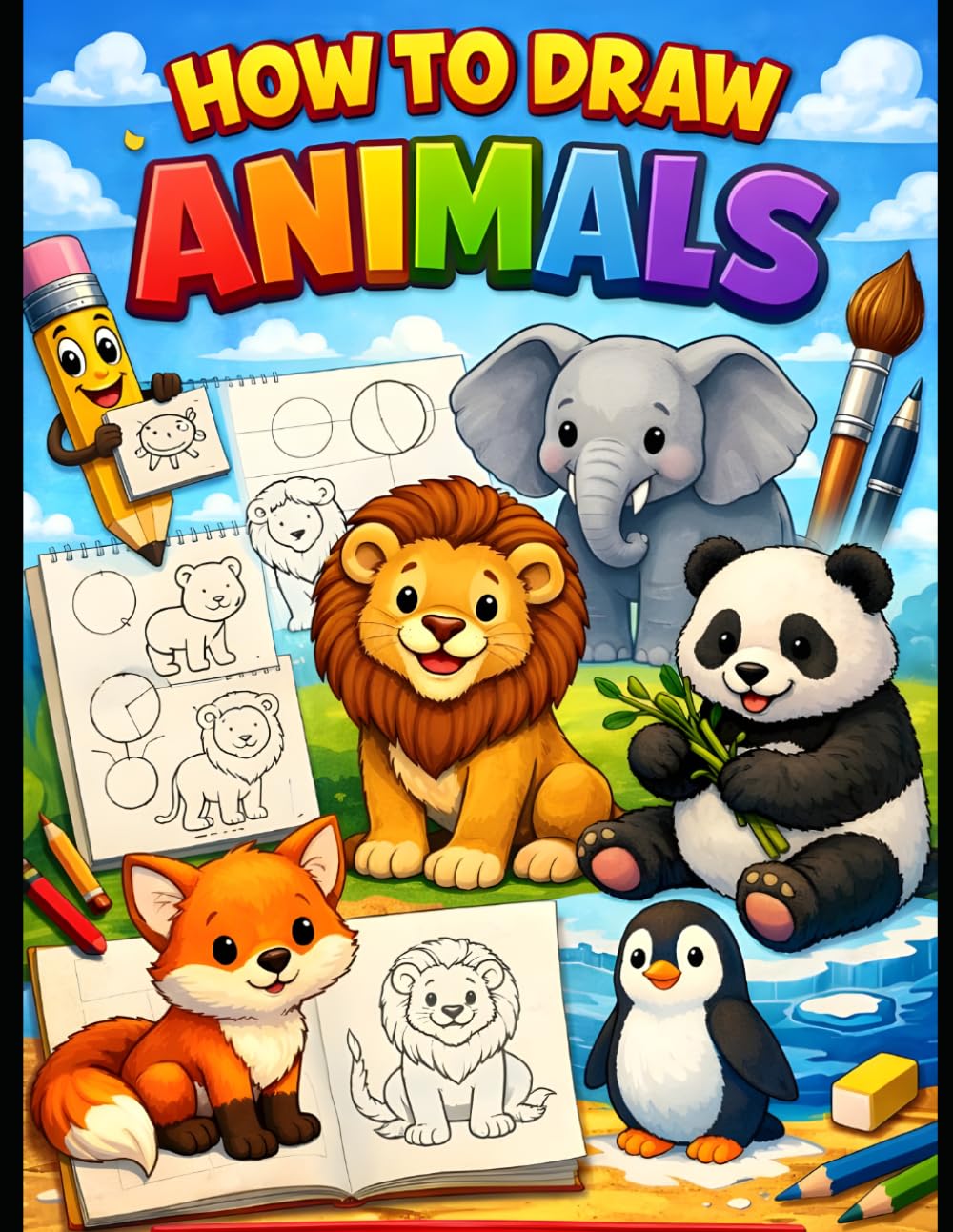 How to Draw Animals for Kids: Step-by-Step Drawing Guide for Beginners | Easy Animals, Fun Activities & Practice Pages | Ages 4–8