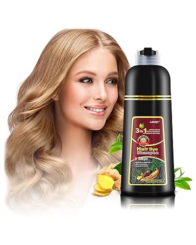 leorx Champú para teñir el cabello, 3 en 1 Champú Color Rubio Marrón para Cabello Rubio Marrón, Champú Instantáneo de Coloración Herbal Profesional