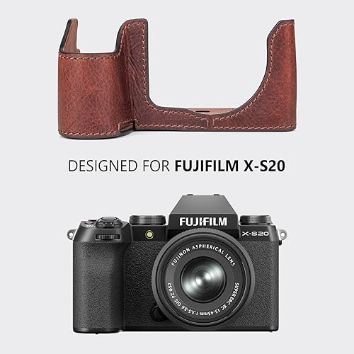 Miniatura 2 de MUZIRI KINOKOO Fuji XS20 - Funda de piel auténtica estilo retro para Fujifilm Fuji XS20X-S20, funda protectora inferior de cámara, con agarre de