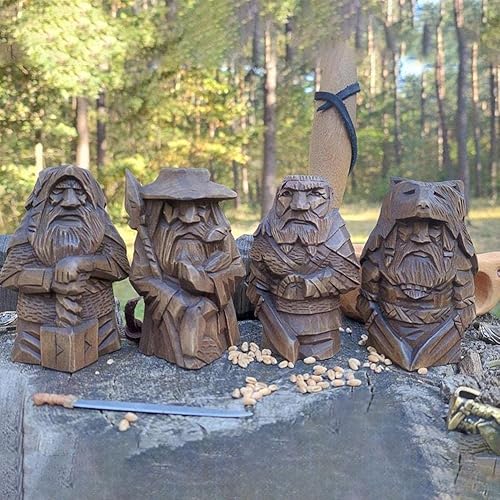 Miniatura 7 de Estatuas de dioses nórdicos  Estatua de Odin Thor Tyr Ulfhednar, figuras de mitología vikinga nórdica, adornos paganos nórdicos para decoración de