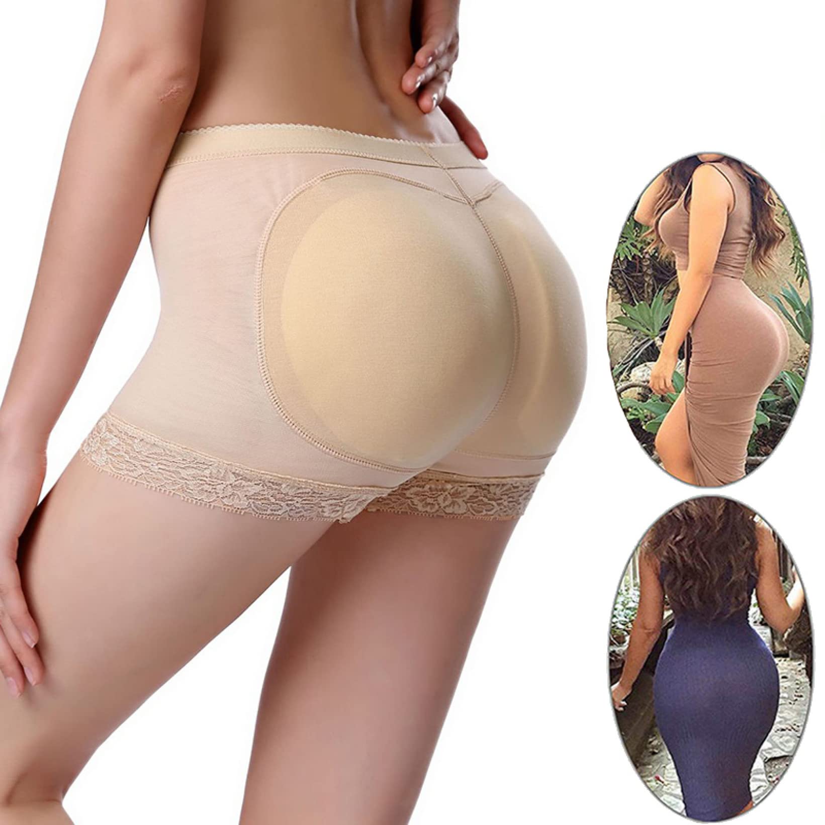 XYNSNDB Damskie wyściełane majtki modelują Body Butt Lifter Hip Enhancer Figi push up Szorty w dużych rozmiarach