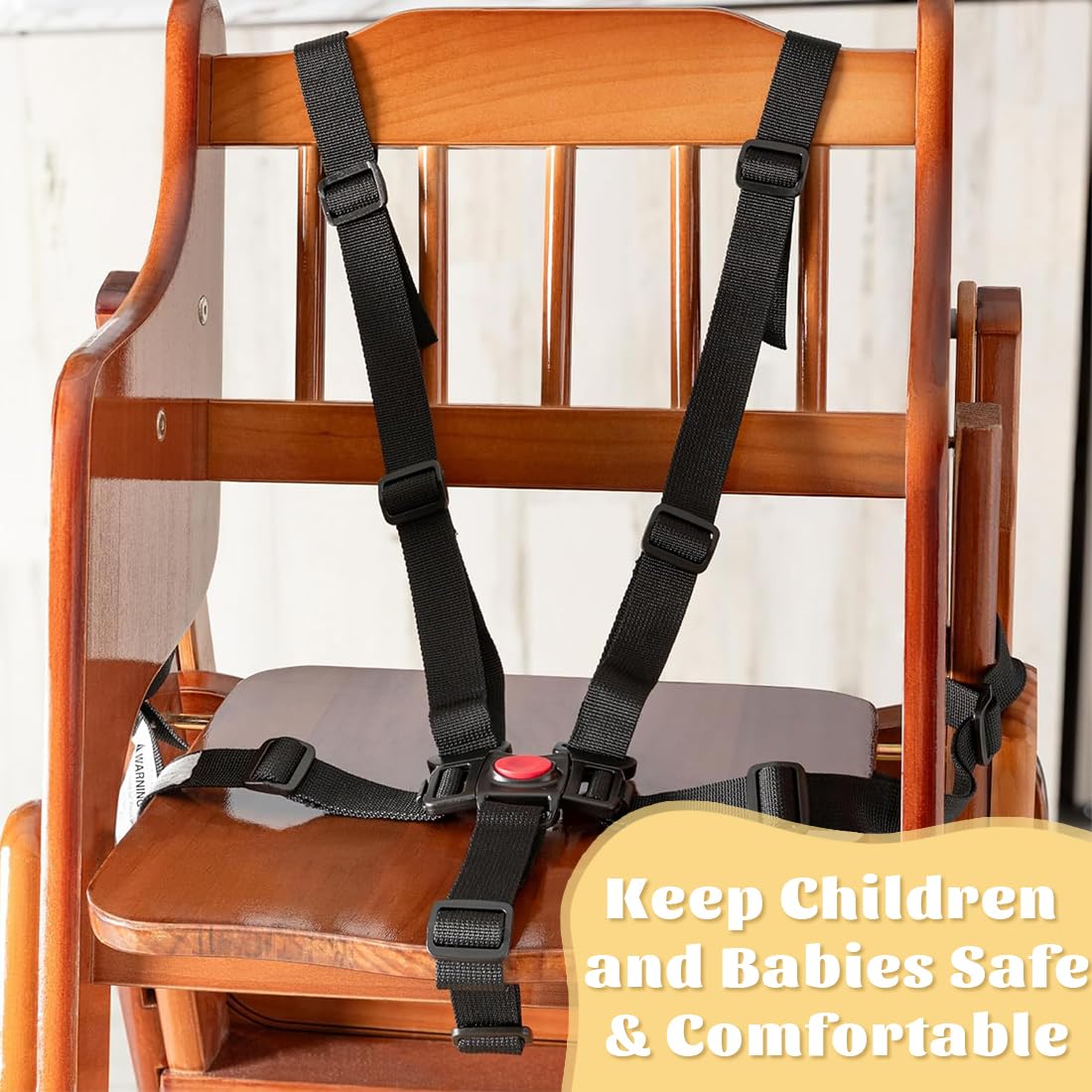 Cinture Universali per Seggiolone Cinghie per Seggiolone a 5 Punti, Regolabile Cintura di Sicurezza per Bambini per Seggiolino Cinghie Passeggini per Bambini, Nero