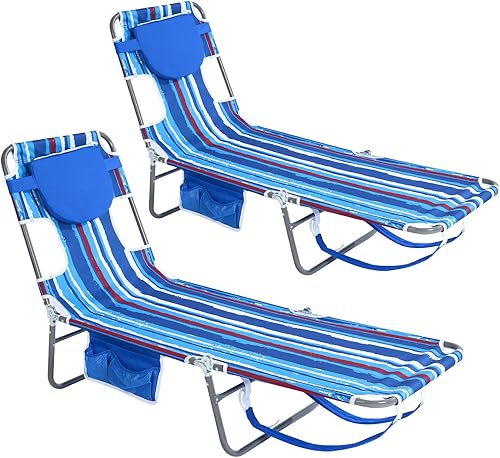 Miniatura 21 de daystar SunnyFeel Silla de Lounge de Playa, Sillas Reclinables de Playa con Mochila Planas hacia Abajo, Silla de Bronceado Cara hacia Abajo, Sillas