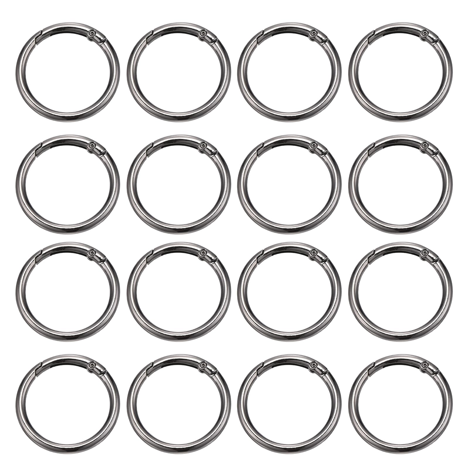 PATIKIL 16 Pcs Metal Spring O Rings, 1.5"/39mm Trigger Spring O Ring Round Clips Snap Hooks Rack Plating for Keyring Buckle Keychains Bag Pendant Purse Handbag Strap DIY Craft, Dark Gray