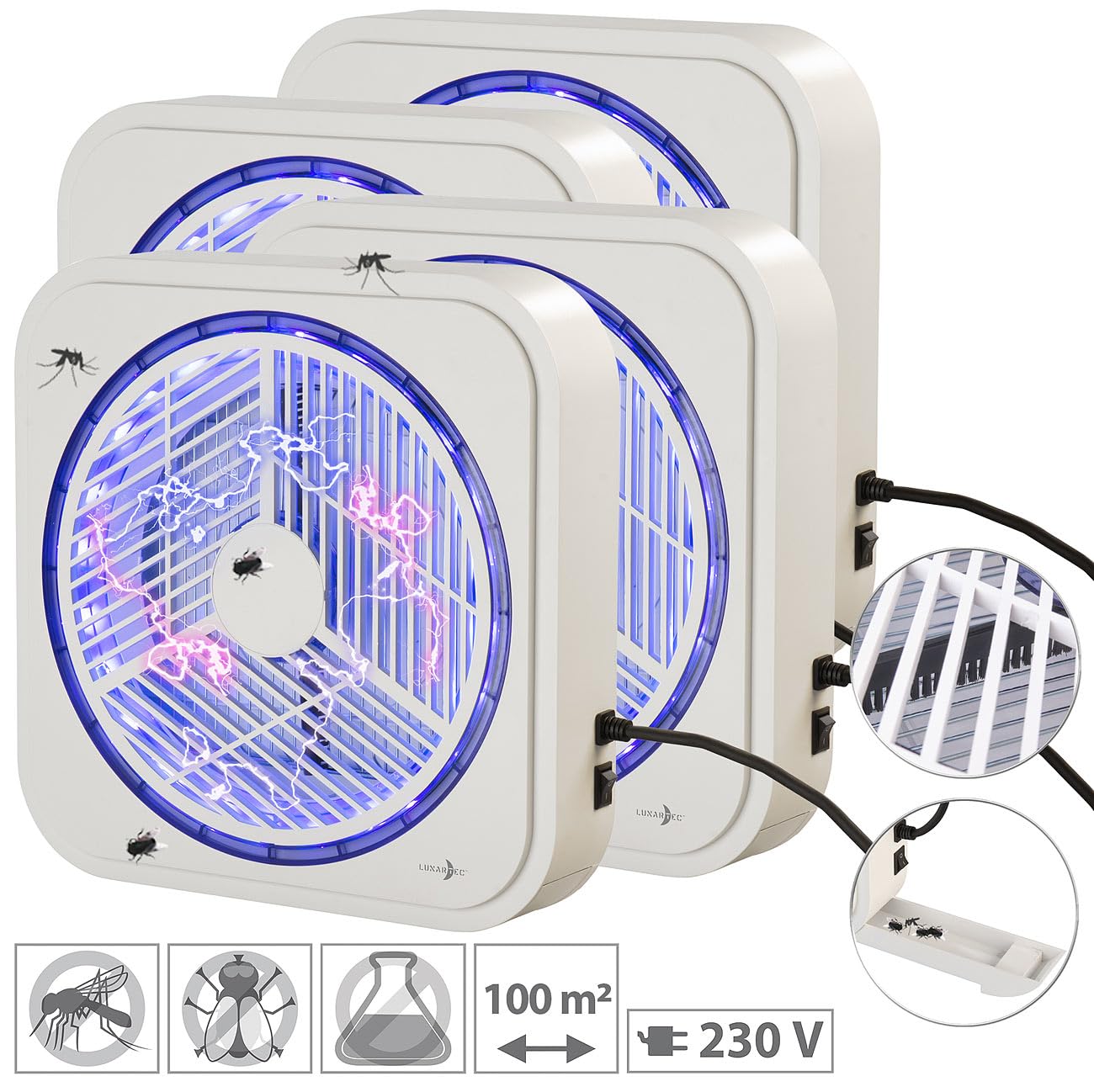 Lunartec UV-Insektenlampe: 4er Set UV-Insektenvernichter zur Wandmontage, mit Selbstreinigung (Moskito Killer Insektenvernichter, Moskito Killer Lampen)