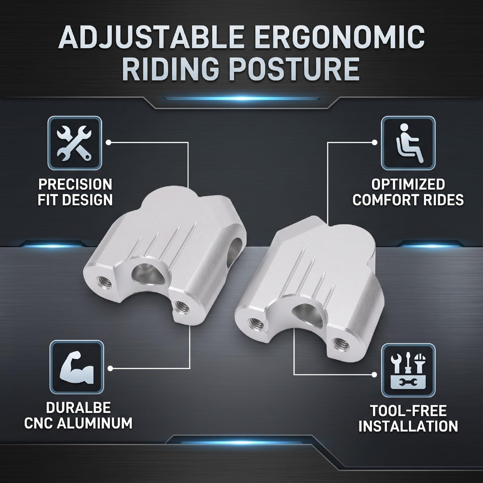 Luocute Riser Manubrio Moto, Riser Barra Regolabile in Lega di Alluminio CNC | con superficie anodizzata, rialzo manubrio moto, lega di alluminio per R12 R12 nineT 2023+