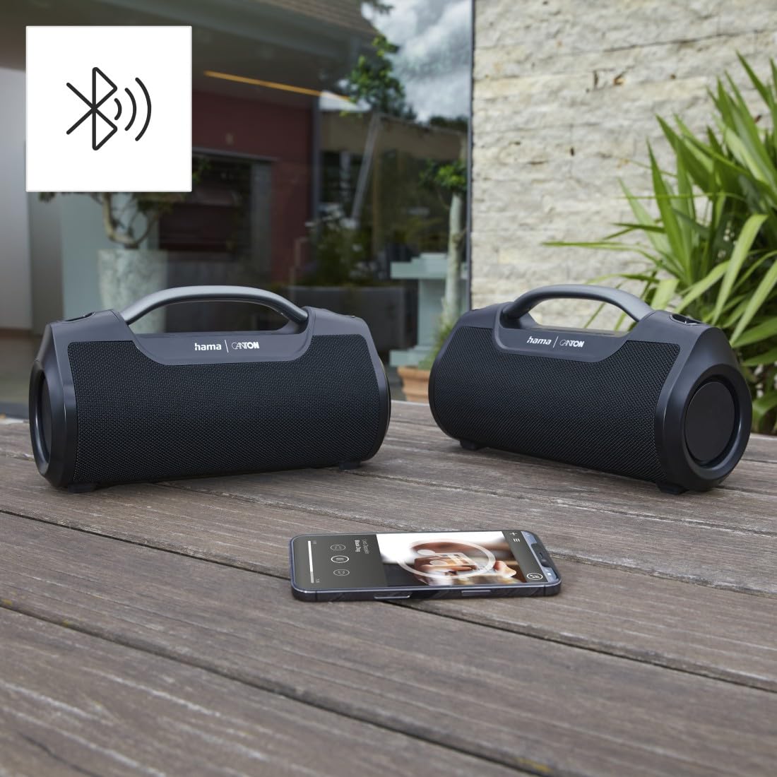Hama Altoparlante Bluetooth Esterno 60W - Impermeabile IPX6, 12 Ore di Batteria, Pro Sound, Powerpack, USB, Music Box, Party Box - Nero
