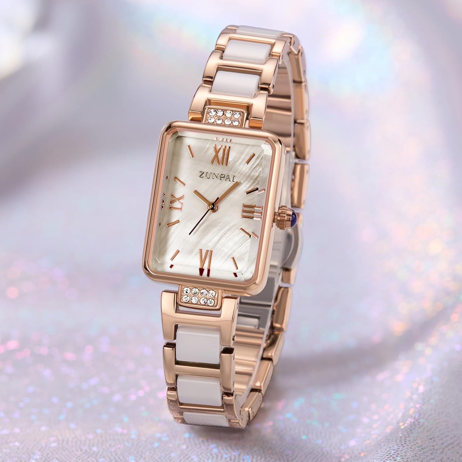 senstone Women's Watch Rectangle Shell Dial Marble Stainless Steel Strap Ladies Fashion Wristwatch for Women Quartz Analog Watches - Image 8