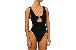 Women's High-Cut Ring Front Tummy Control One-Piece Bathing Suit