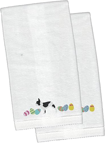 Caroline's Treasures CK1642KTEMB - Juego de 2 toallas de mano de felpa bordadas de color blanco con diseño de bulldog francés para manos, cara,