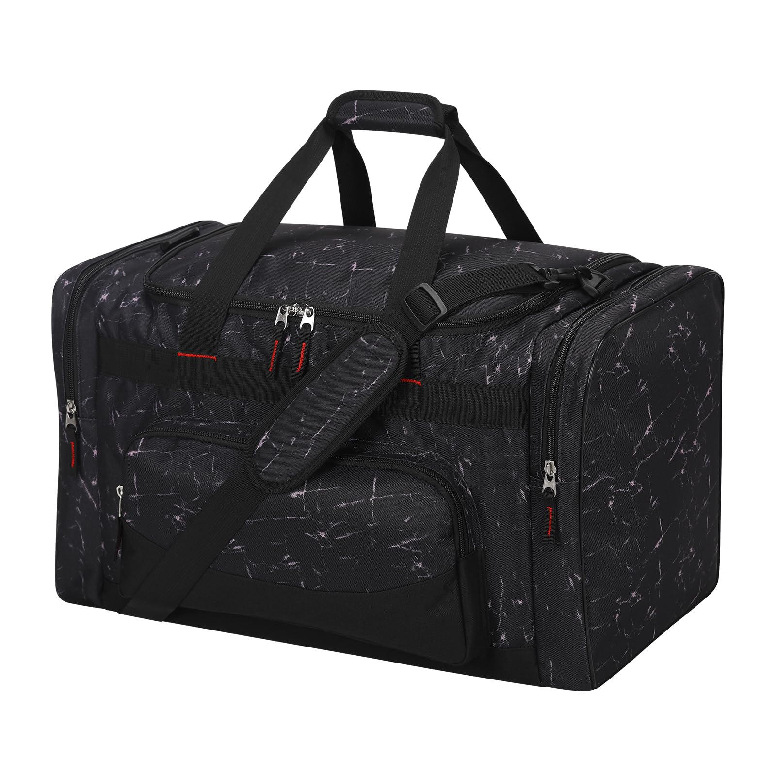 55L Gym Duffle Bag Sports Holdall for Men - 22 inch Multi Pockets Large Holdall Bag for Fitness, Travel, Workout - Marble Black