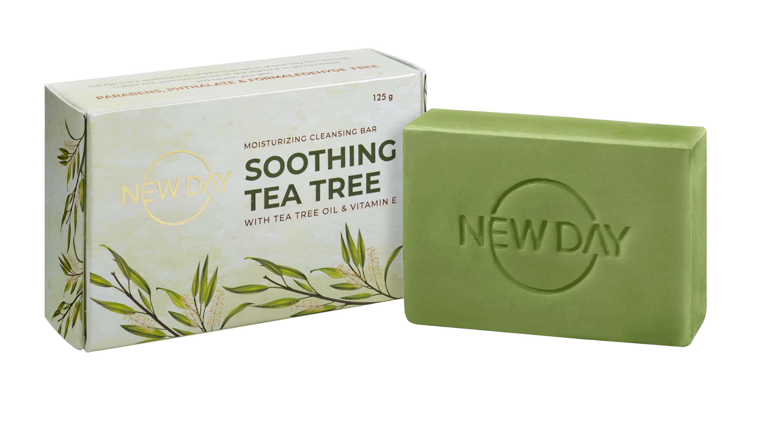 NEW DAY Soothing Tea Tree Moisturizing Soaps For Bath | Bath Soap Infused With Vitamin E & Tea Tree Oil | Bathing Soap For Moisturizing & Cleansing