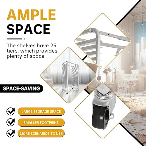 Miniatura 7 de Kojem Estante de secado de arte ajustable, estante de pintura móvil con 4 ruedas, ideal para escuela y estudio de arte