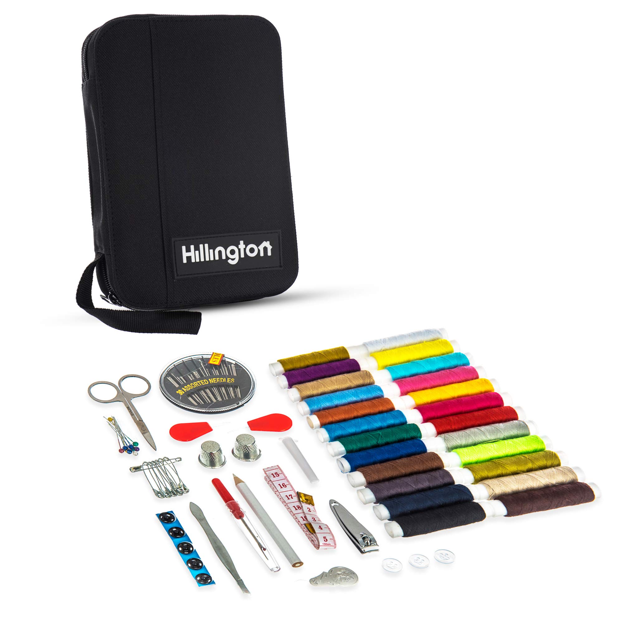 Hillington Travel Sewing Kit With Case - 96Pc Premium Sewing Accessories - Perfect For Home Travel & Emergency