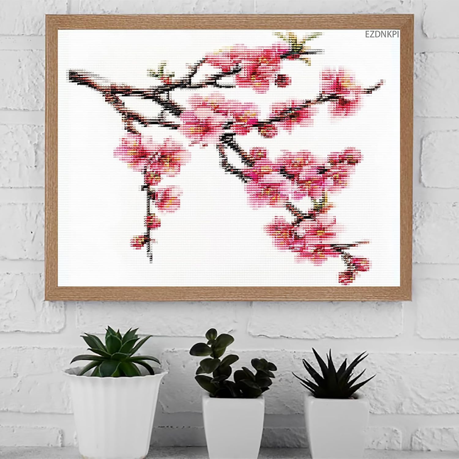 EZDNKPI Cherry Blossom DIY 11CT Stamped Cross Stitch Kits for Beginners Easy Needlepoint Embroidery Counted Cross Stitch Art Craft for Wall Decoration 12x16inch