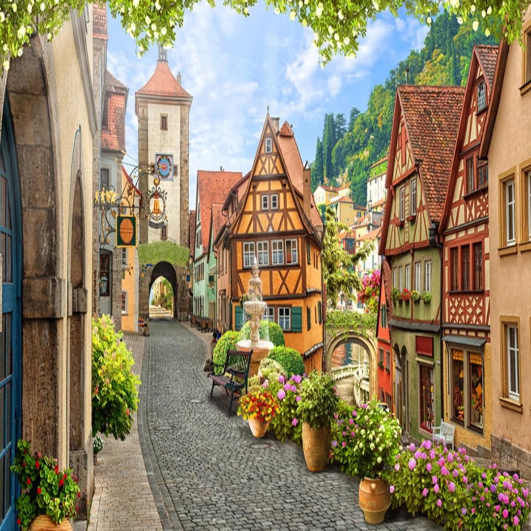 Mural tapeta 3D Europa miasto widok ulicy mural salon dom sztuka dekoracyjna na ścianę