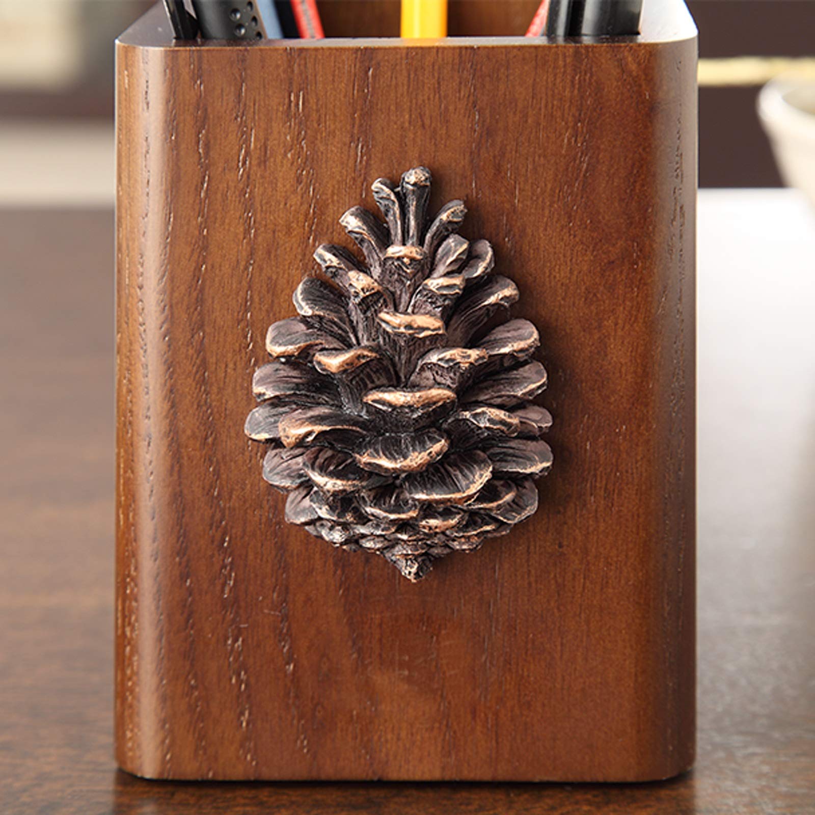 Portapenne Porta Pigne Penna Penna Stile Europeo Scrivania in Legno Penna Pen Matita Pen Matita Penna Carino Matita in Legno Tazza Pot Desk Tidy Organizer Trucco Trucco Pennelli Portamatite