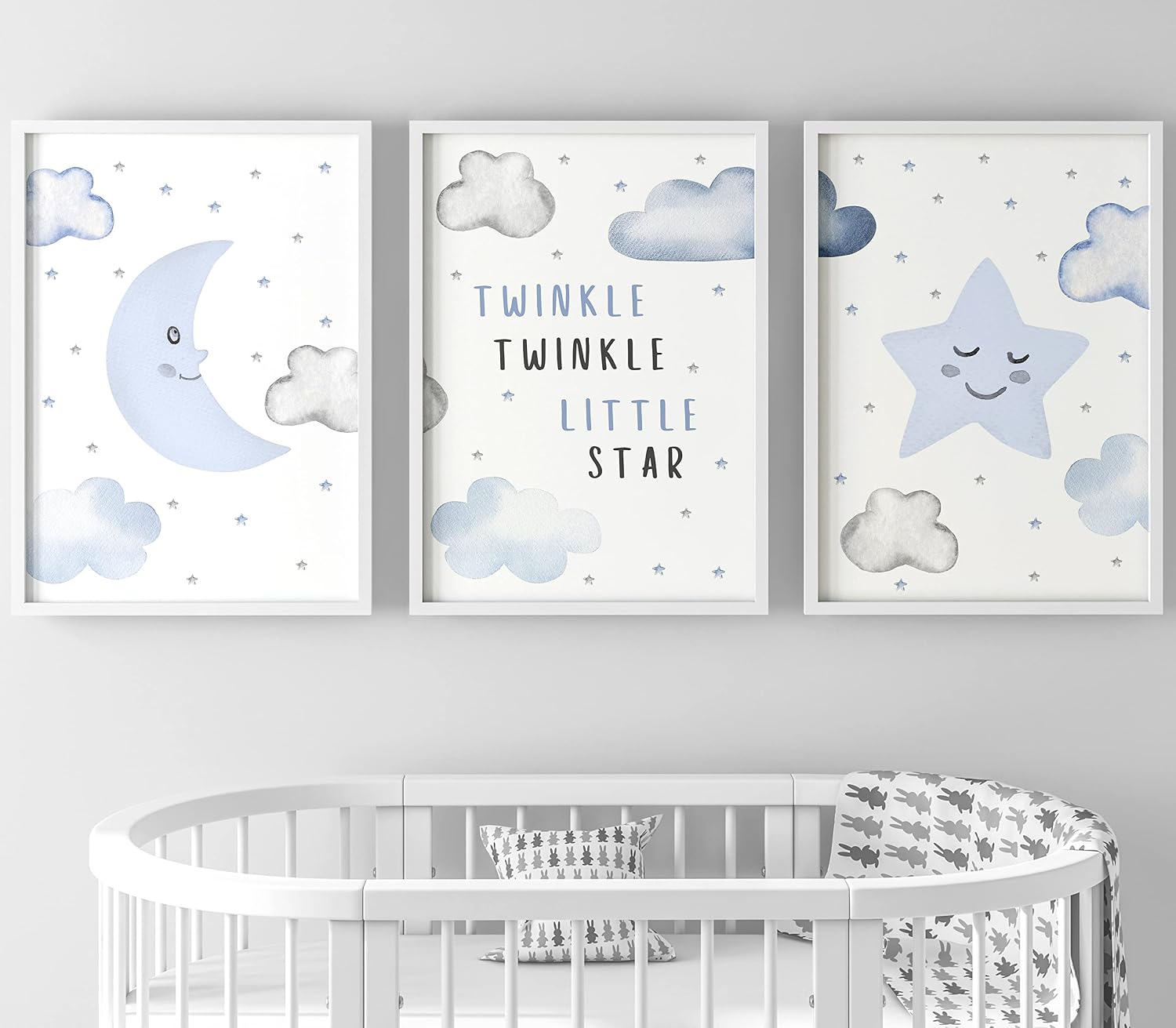 Twinkle Twinkle Little Star Set of 3 Unframed Prints, Girls Boys Nursery Decor Wall Art, Bedroom Decor, Playroom Poster
