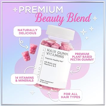 Hair Vitamin Gummy - Advanced Hair, Skin, Nails Supplement - Complete Beauty Complex with 5000mcg Biotin - Supports Thicker, Stronger, Fuller Hair for Women & Men - Berry Flavor - 120 Gummies