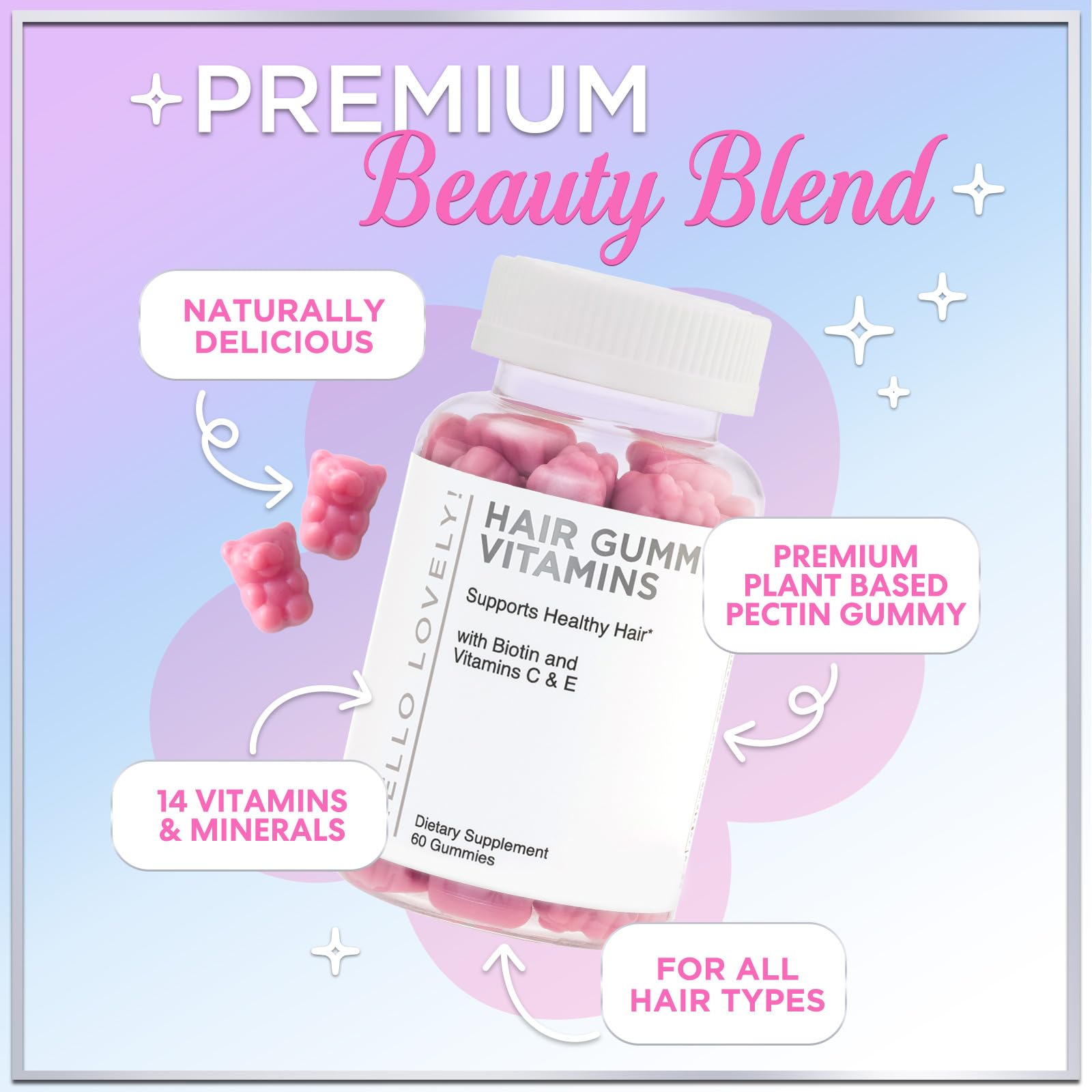 Hair Vitamin Gummy - Advanced Hair, Skin, & Nails Supplement - Complete Beauty Complex with 5000mcg Biotin - Supports Thicker, Stronger, Fuller Hair for Women & Men - Berry Flavor - 120 Gummies — Amazon image 5