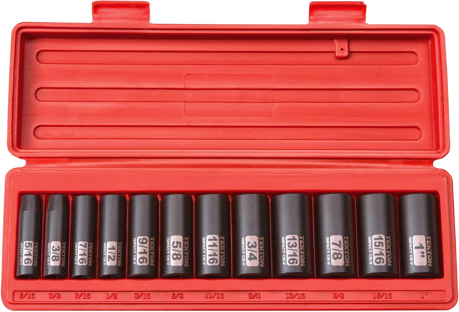 TEKTON 3/8 Inch Drive Deep 6-Point Impact Socket Set, 12-Piece (5/16-1 in.) | 47920