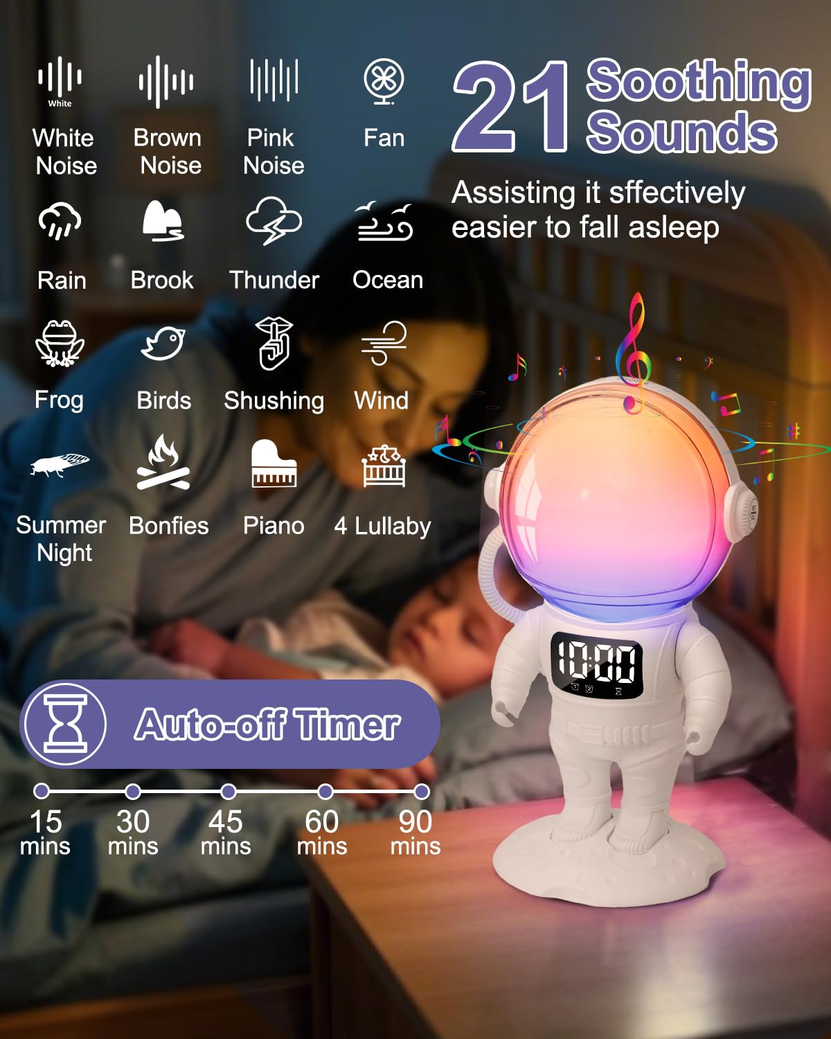 Tageslichtwecker, Lichtwecker Sonnenaufgang Wecker mit 21 Weißes Rauschen, Smart Bluetooth Lautsprecher, Dual Alarm, Timing-Funktion, 16 Volltonfarben & 6 Farbige Licht für Erwachsene & Kinder