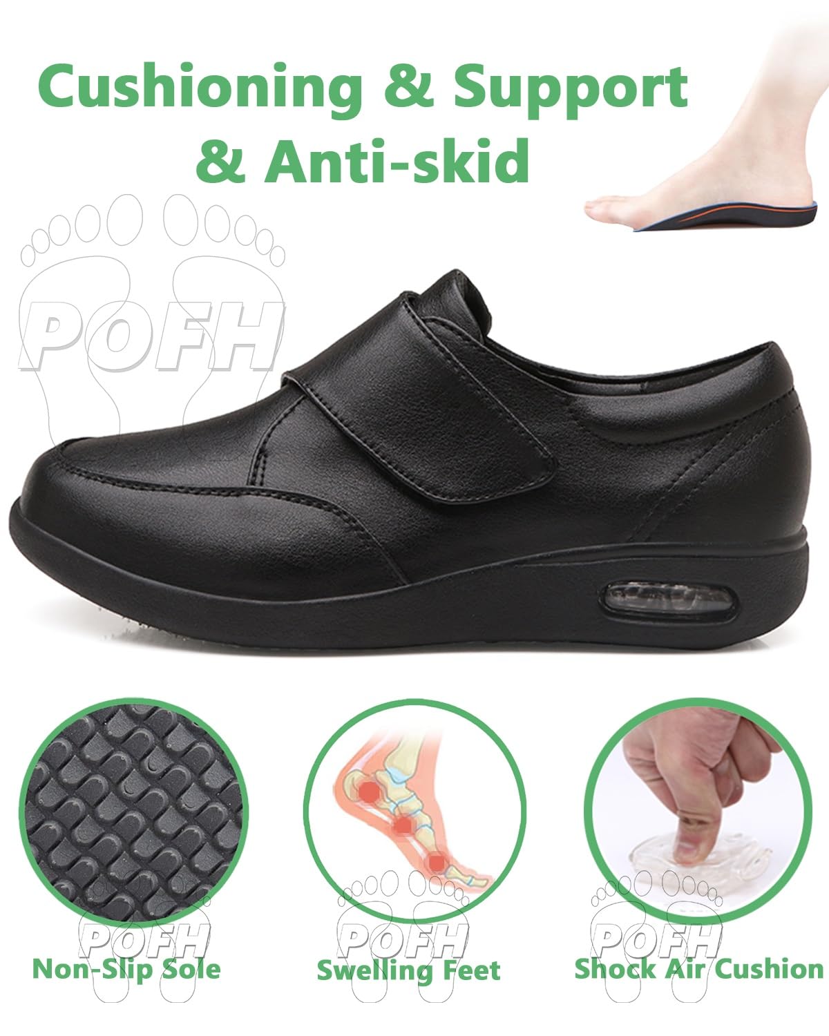 Zapatos ortopédicos Deportivos para Caminar para Mujer Cuero PU Zapato Sport para Hombre Piel Sintética Transpirable y Antiarrugas Zapatos para diabéticos