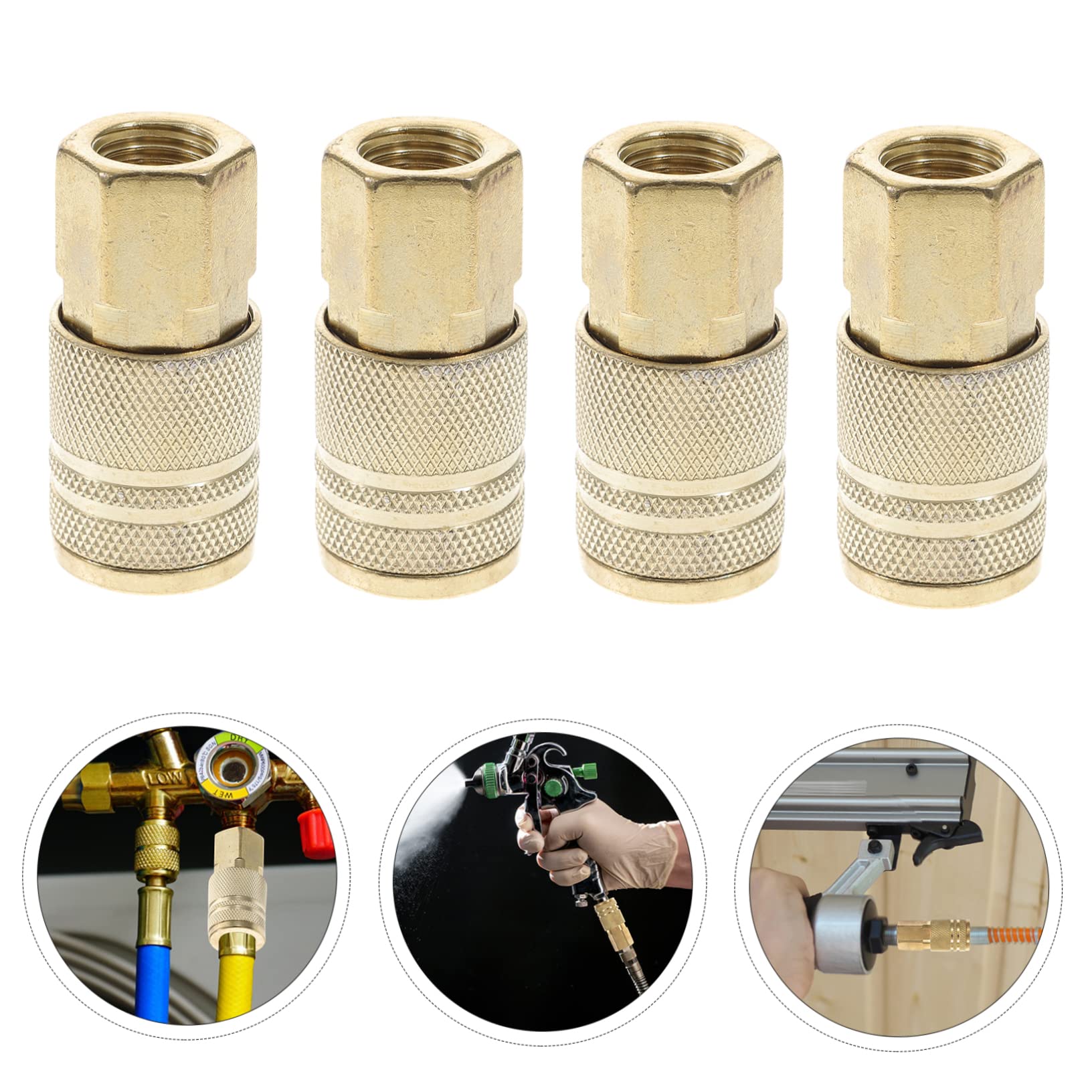 Mipcase 10 Pezzi Raccordo Rapido per Tubo Aria, Connettore 1/4 Pollice in Ferro Dorato, Sgancio Rapido per Utensili Pneumatici e Compressore