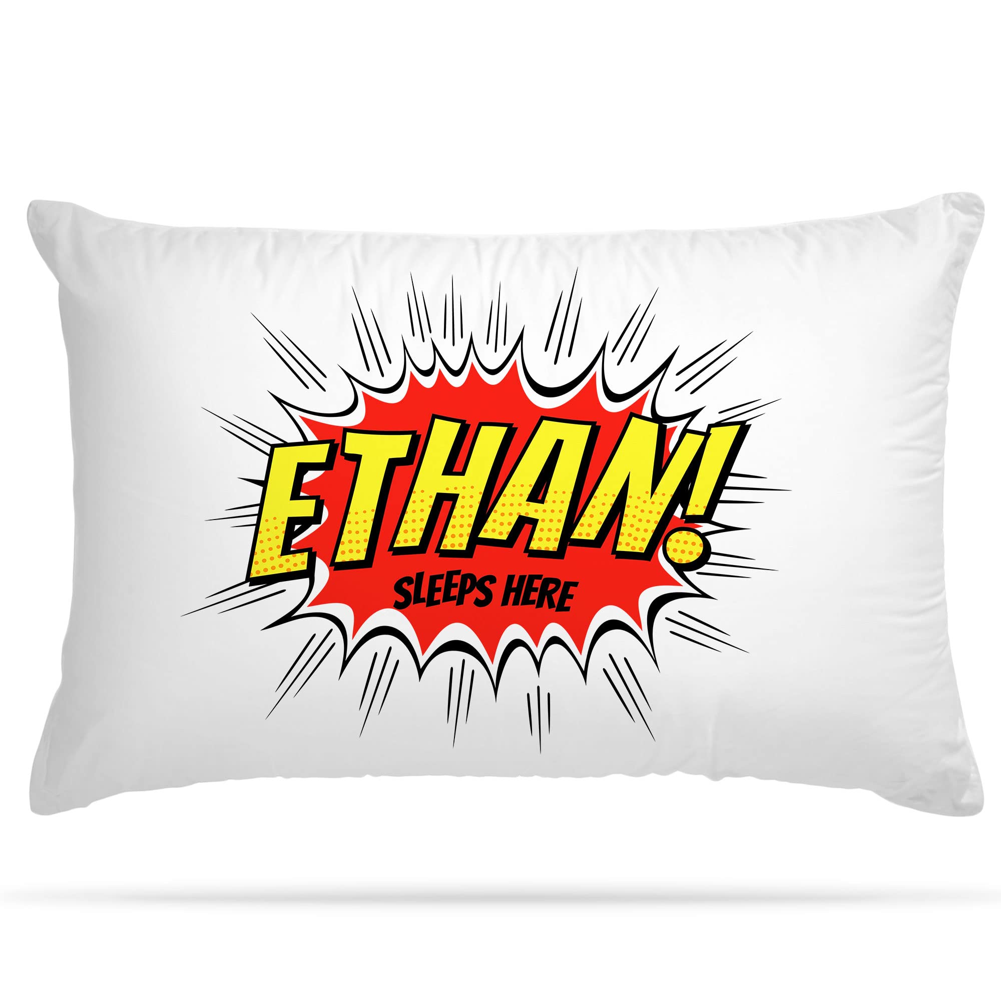Shopsharks Boys Personalised Superhero Comic Themed Pillow Case Customisable Bedroom Decoration For Kids With 2 Option Gift For And Girls