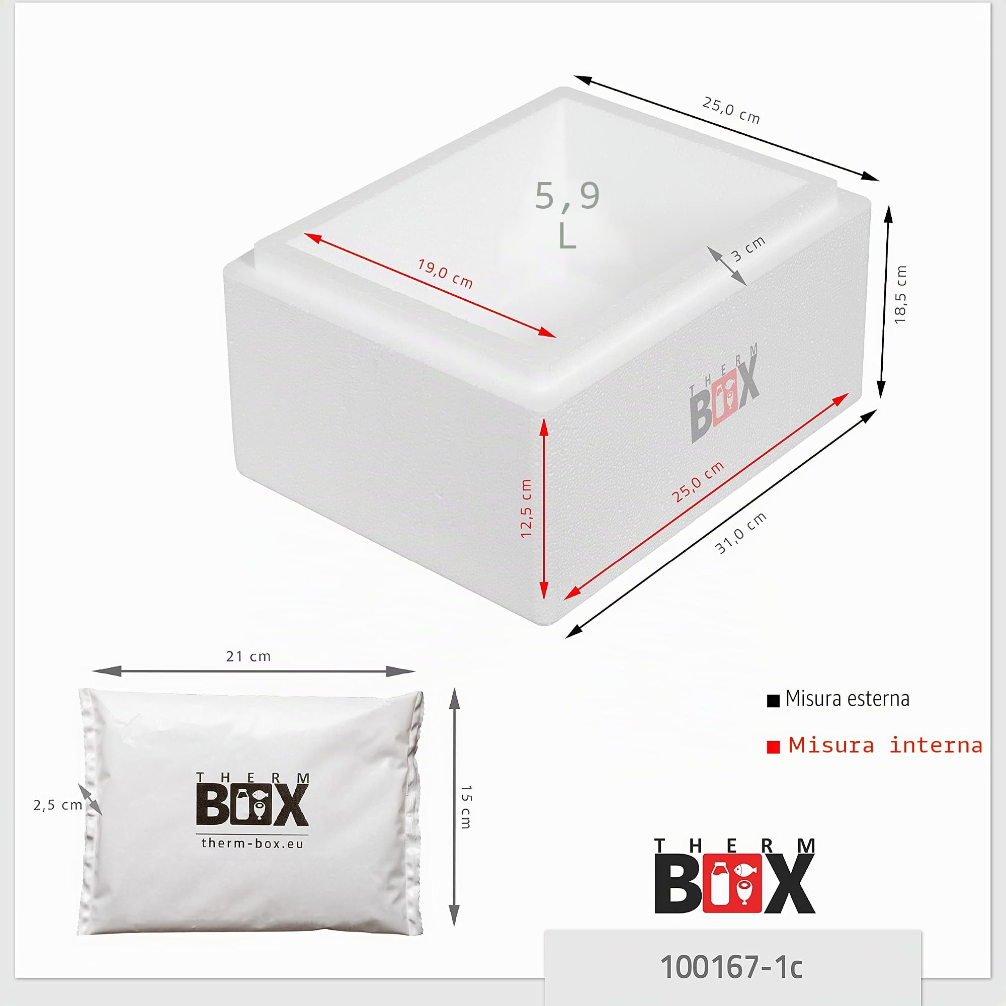 Scatole in polistirolo di diverse dimensioni da 2 fino a 88 litri, L - XXL, scatola termica, borsa frigo, bianco e nero, qualità professionale.