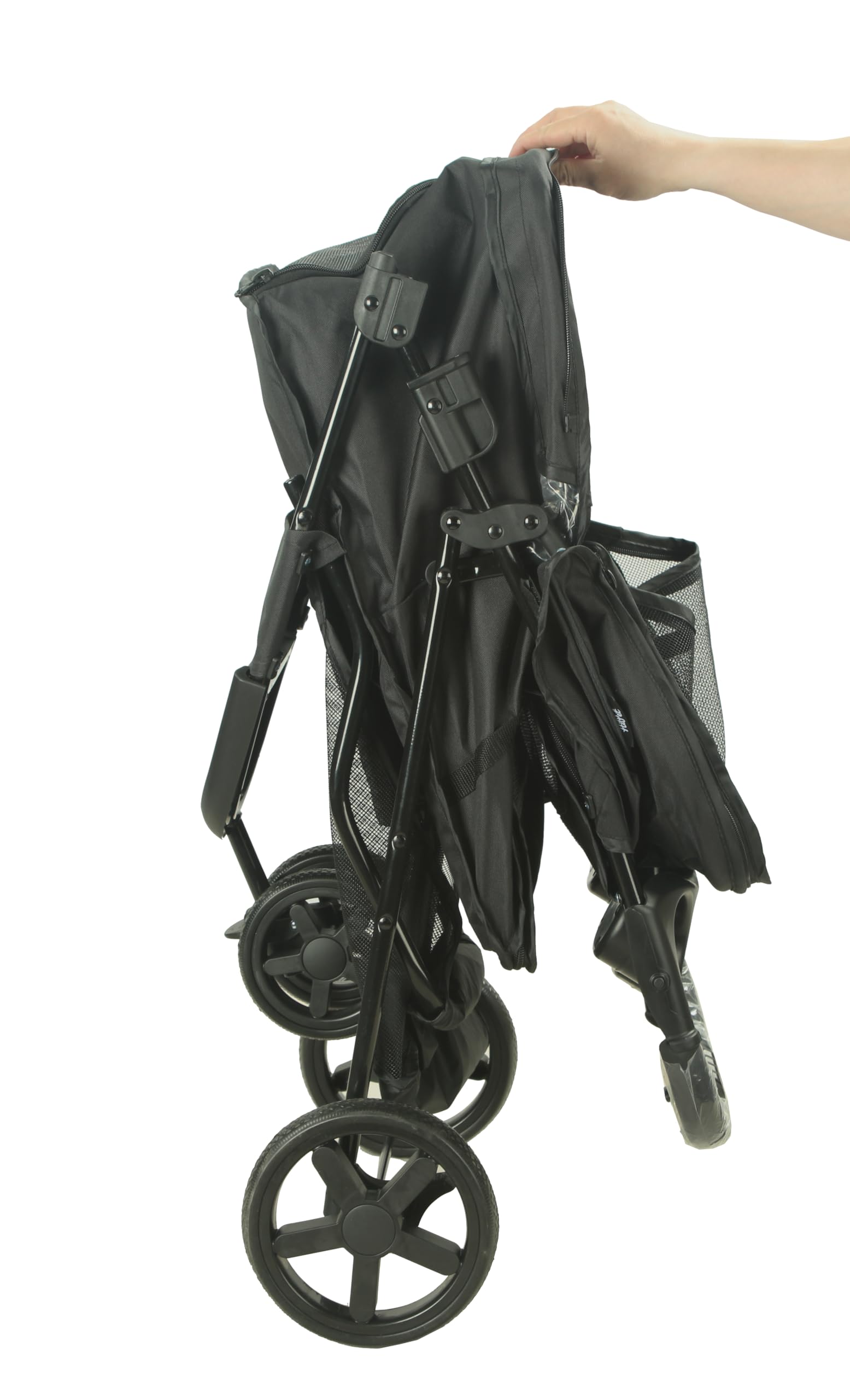 Hundebuggy Pepper Schwarz – Dreirad-Hundewagen klappbar mit Aluminiumgestell, bis 15 kg, für Hund und Katze